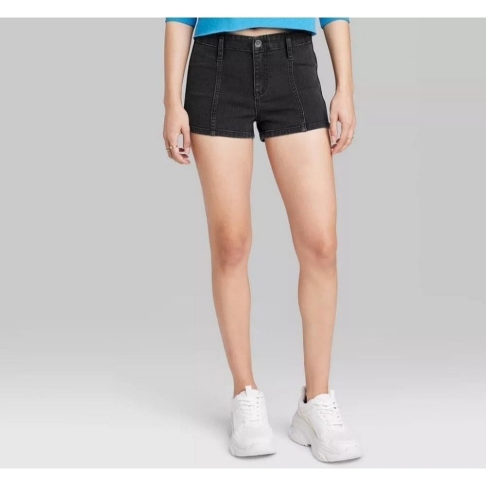 Wild Fable Super High Rise Seamed Black Jean Shorts